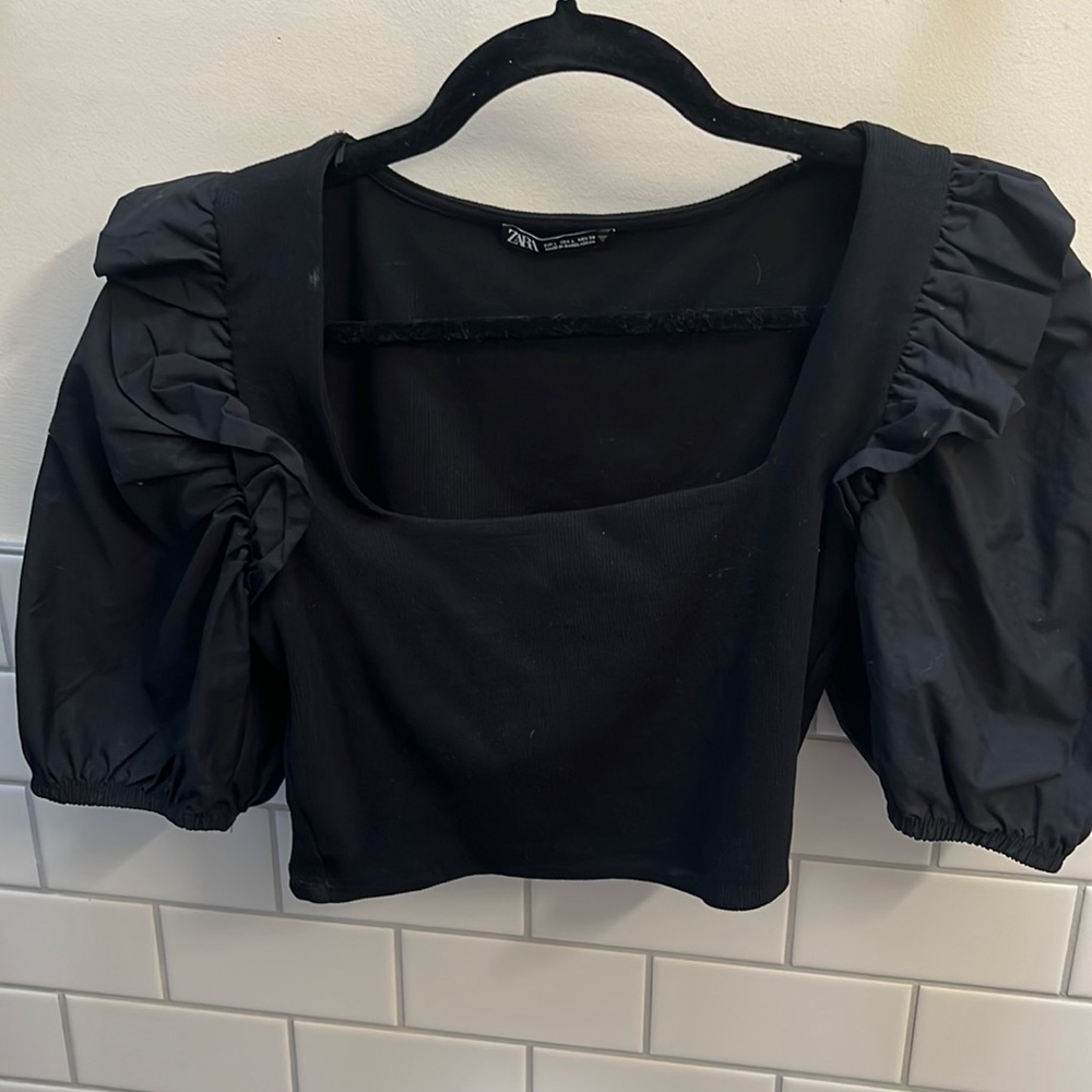 Zara crop puff sleeve tank
